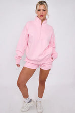 Load image into Gallery viewer, Anya quarter zip jumper and jogger shorts set - pink