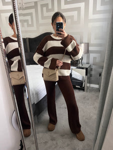 Martha knit set - chocolate brown