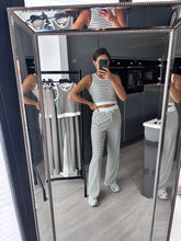 Load image into Gallery viewer, Enya striped straight leg trouser and crop top set - white