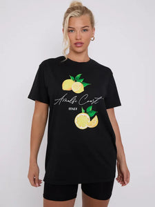 Amalfi lemon long line short sleeve tee - choose colour