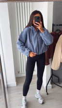 Load image into Gallery viewer, Marisa bomber style cropped zip up hooded jacket - powder blue