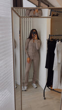 Load image into Gallery viewer, Mabel ribbed long sleeve button up detail top and trouser set - taupe