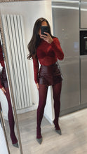 Load image into Gallery viewer, Priya faux leather skort - burgundy