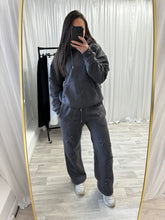 Load image into Gallery viewer, Karley cross detail straight leg jogger and hoodie set - charcoal