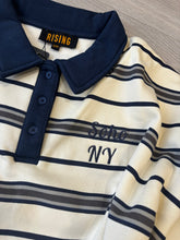 Load image into Gallery viewer, Marcie stripe long sleeve collared rugby style top - cream/navy