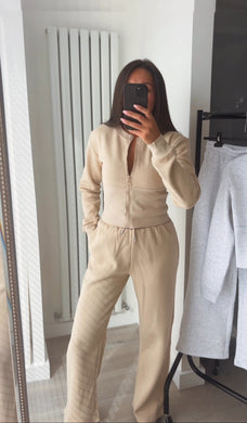 Kya cinch waist jacket and jogger set - beige