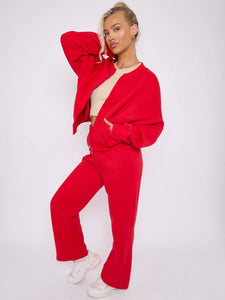 Talia straight leg jogger set - red