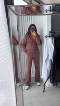 Load image into Gallery viewer, Cassie cinch waist jacket and jogger set - chocolate brown