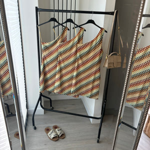 Chloe woven striped one shoulder mini dress