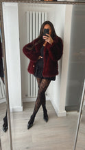 Load image into Gallery viewer, Cassandra faux fur coat - burgundy