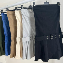 Load image into Gallery viewer, SALE Bailey pleated skirt buckle detail mini dress - choose colour