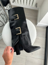 Load image into Gallery viewer, Cora folded buckle detail boots - black