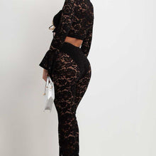 Load image into Gallery viewer, SALE Freya lace flare trouser and crop top set - choose colour