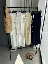Load image into Gallery viewer, Cassandra gold button front waistcoat set - white