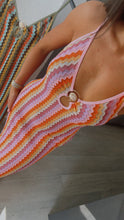Load image into Gallery viewer, Missi zig zag gold shell detail cut out midi dress - pink