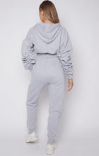Load image into Gallery viewer, Daniela ruched sleeve crop jogger set -grey
