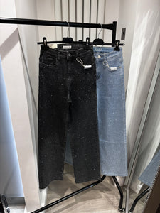 Bea full diamanté embellished straight leg black denim jeans (stretch fit)