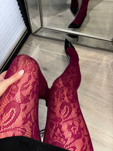 Load image into Gallery viewer, Burgundy lace tights