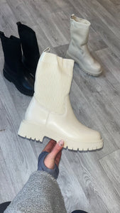 Kadie chunky sole boots - cream