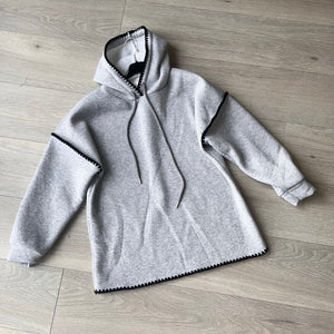 Una stitch detail hoodie - grey