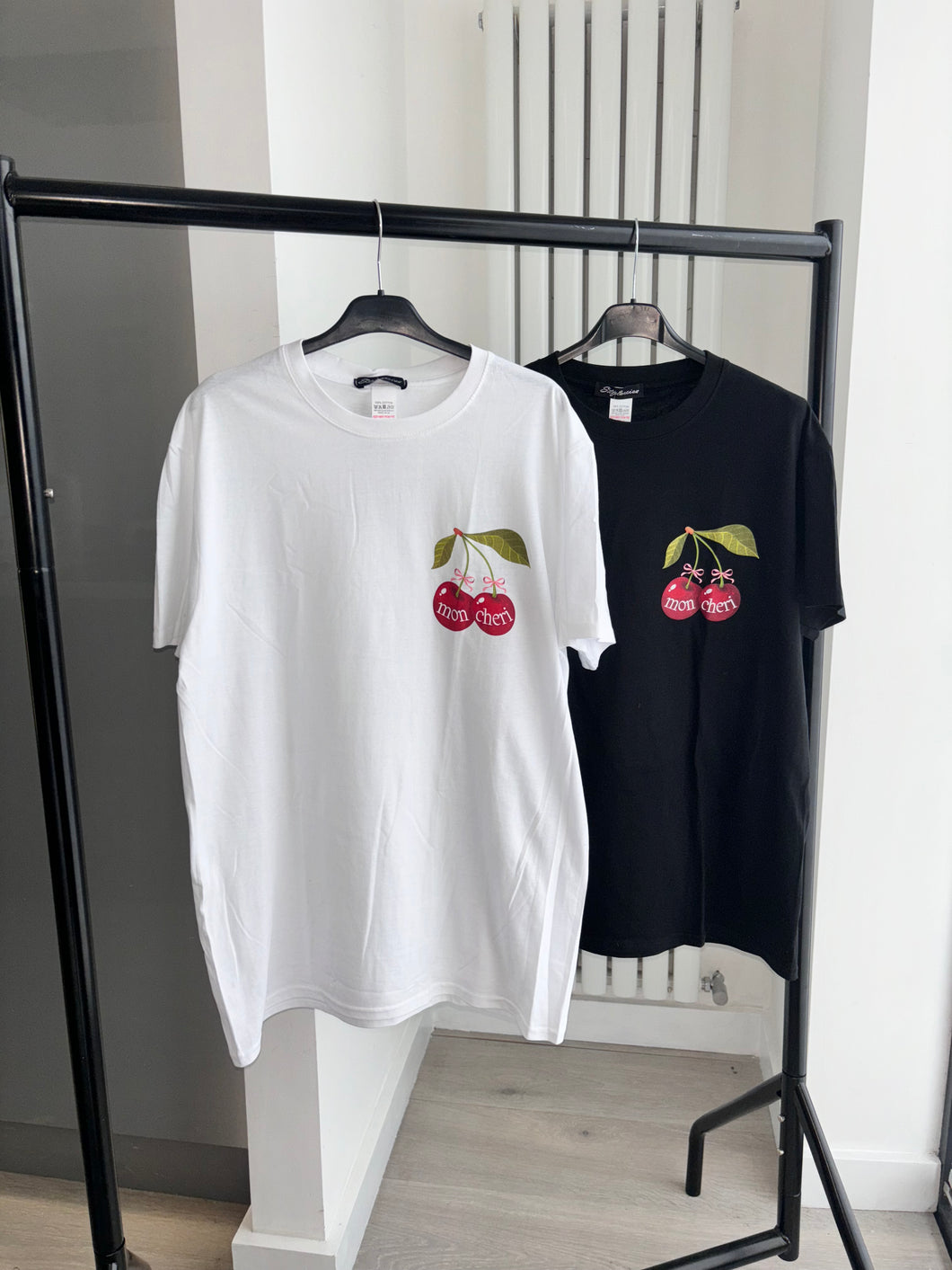 Mon cheri cherry long line short sleeve tee - choose colour