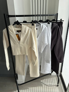 Cassie cinch waist jacket and jogger set - ivory