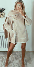 Load image into Gallery viewer, Taliah stitch detail jacket with scarf - beige