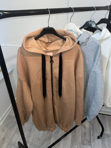 Callie zip up hooded jacket - tan