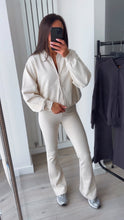Load image into Gallery viewer, Cassidy flare leg bomber jacket loungewear set - ivory