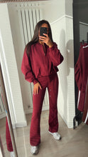 Load image into Gallery viewer, Cassidy flare leg bomber jacket loungewear set - wine