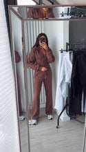 Load image into Gallery viewer, Cassie cinch waist jacket and jogger set - chocolate brown