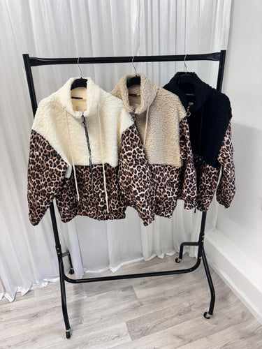 Cammie Teddy fleece leopard jacket - choose colour