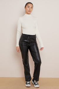 Abbey straight leg faux leather trouser - black