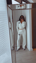 Load image into Gallery viewer, Pia embroidered logo detail cinch waist jacket and jogger set - ivory