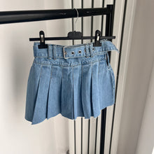 Load image into Gallery viewer, Kara denim pleated skirt with belt