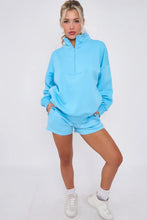 Load image into Gallery viewer, Anya quarter zip jumper and jogger shorts set - blue