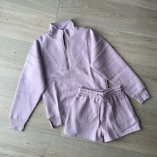 Load image into Gallery viewer, Anya quarter zip jumper and jogger shorts set - lilac
