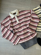 Load image into Gallery viewer, Marcie stripe long sleeve collared rugby style top - pink