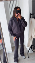 Load image into Gallery viewer, Cassidy flare leg bomber jacket loungewear set - slate grey