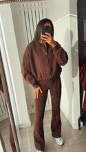 Load image into Gallery viewer, Cassidy flare leg bomber jacket loungewear set - chocolate
