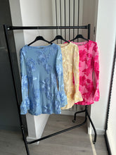 Load image into Gallery viewer, Brooke floral lace lined long sleeve dress - blue