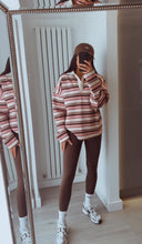 Load image into Gallery viewer, Marcie stripe long sleeve collared rugby style top - pink