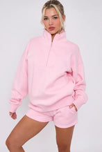 Load image into Gallery viewer, Anya quarter zip jumper and jogger shorts set - pink