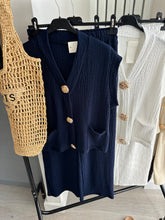 Load image into Gallery viewer, Cassandra gold button front waistcoat set - navy