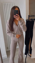 Load image into Gallery viewer, Erica flare leg tracksuit jacket loungewear set - taupe