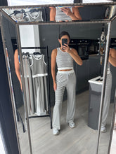 Load image into Gallery viewer, Enya striped straight leg trouser and crop top set - white