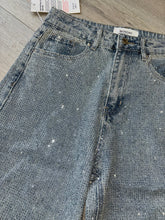 Load image into Gallery viewer, Bella full diamanté embellished straight leg blue vintage wash denim jeans