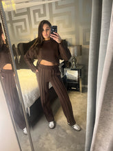 Load image into Gallery viewer, Kadie wide leg jogger tracksuit set - chocolate brown