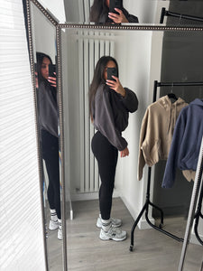 Marisa bomber style cropped zip up hooded jacket - charcoal grey