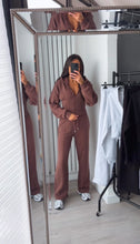 Load image into Gallery viewer, Cassie cinch waist jacket and jogger set - chocolate brown